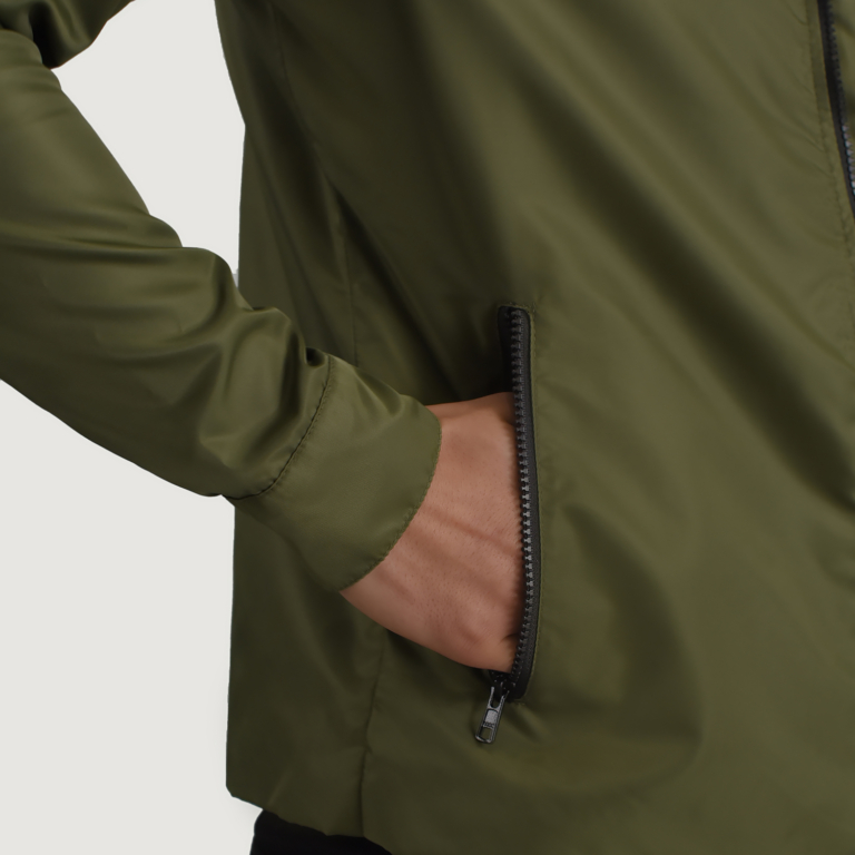 Mens Wesley Green Hooded Windbreaker Jacket Close-Up-9-1698749478939